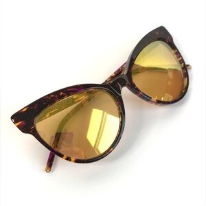 WILDFOX Grand Dame Sunglasses Tortoise Swirl Gold Mirror Lenses RARE